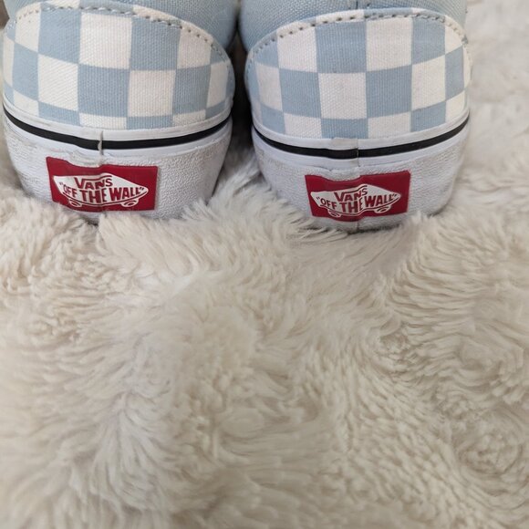 Vans Blue and White Checkered Slip-On Shoes - Picture 6 of 7